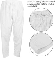 Broek per uomo - Polyester e cotone - Stile libero - Bianco - Cintura elastica - Pantalone afghano - Adatto per uomini - Bianco L (Bianco)