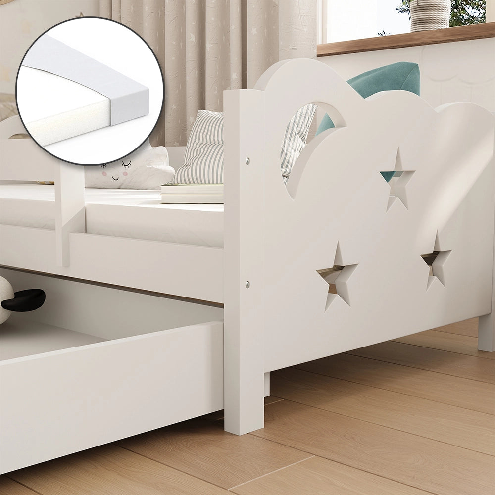 Vitalispa Letto per bambini Bianco 80x160 cm con cassetto e materasso