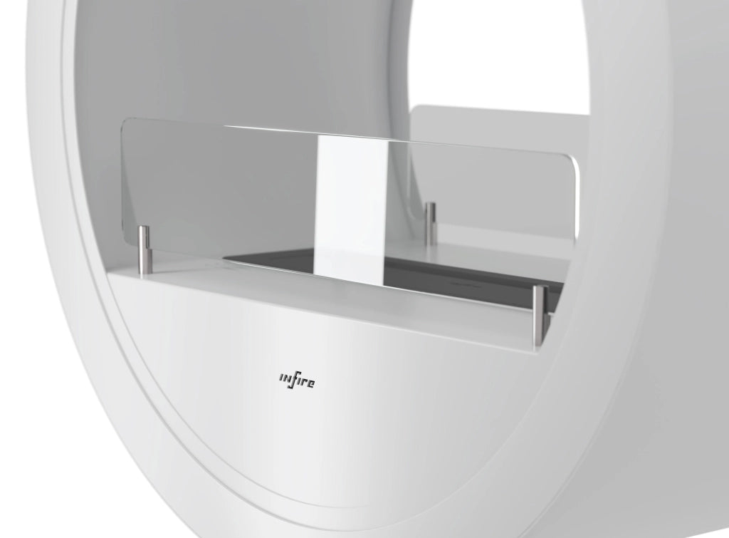 Camino a Bioetanolo da Pavimento 72,5x100x37,5 cm Incyrcle 2Side Stand Bianco con Vetro