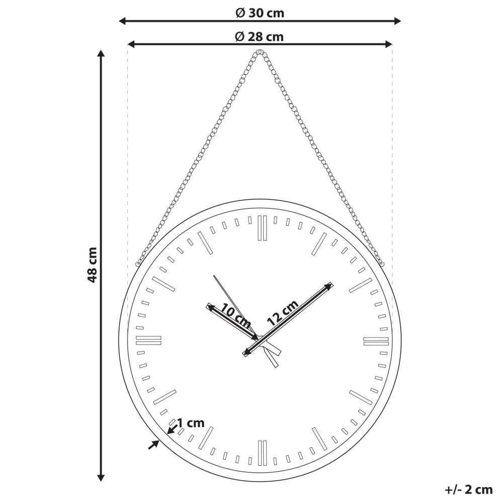 Orologio da parete nero ramato in alluminio e materiale sintetico 30 cm stile moderno