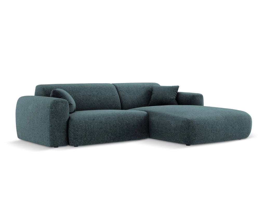 Cosmopolitan Design - Divano angolare destro "Nolio" 4 posti in ciniglia petrolio 