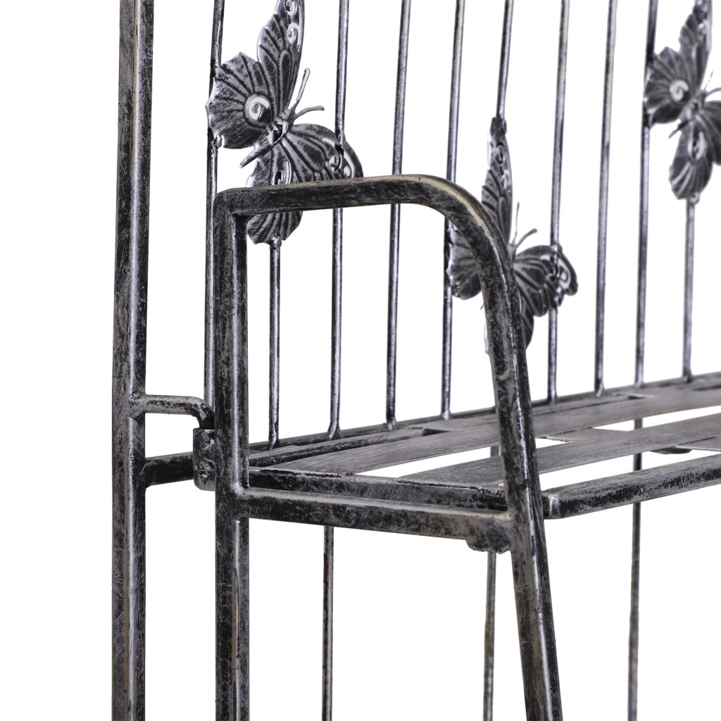 EasycomfortScaffale Fioriera 3 Ripiani Pieghevole da Giardino Balcone, Metallo, Argento, 44x25x96 cm