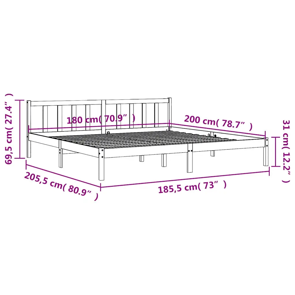 Giroletto senza Materasso-Struttura Letto Marrone Cera 180x200 cm Legno di Pino 780271