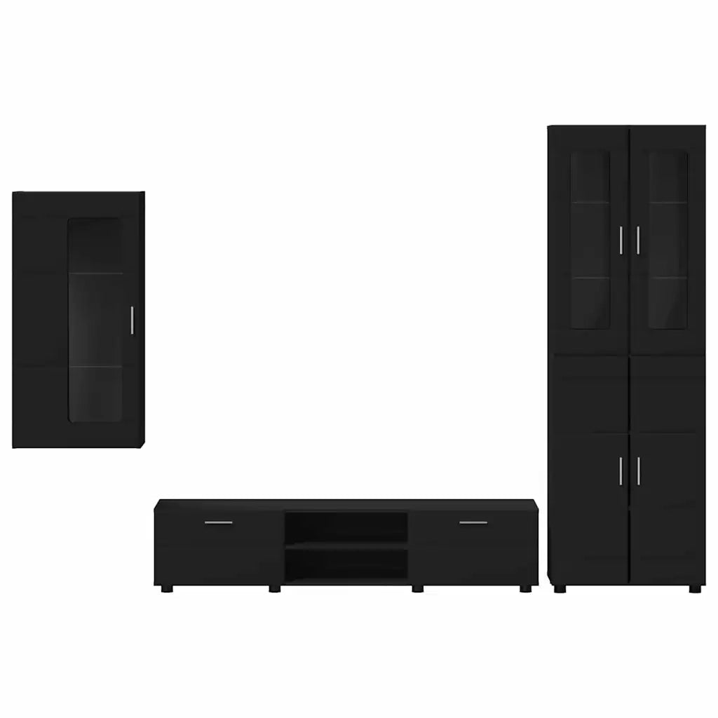 Set mobile TV con cassetto FLORIN 3 pcs Nero Legno multistrato