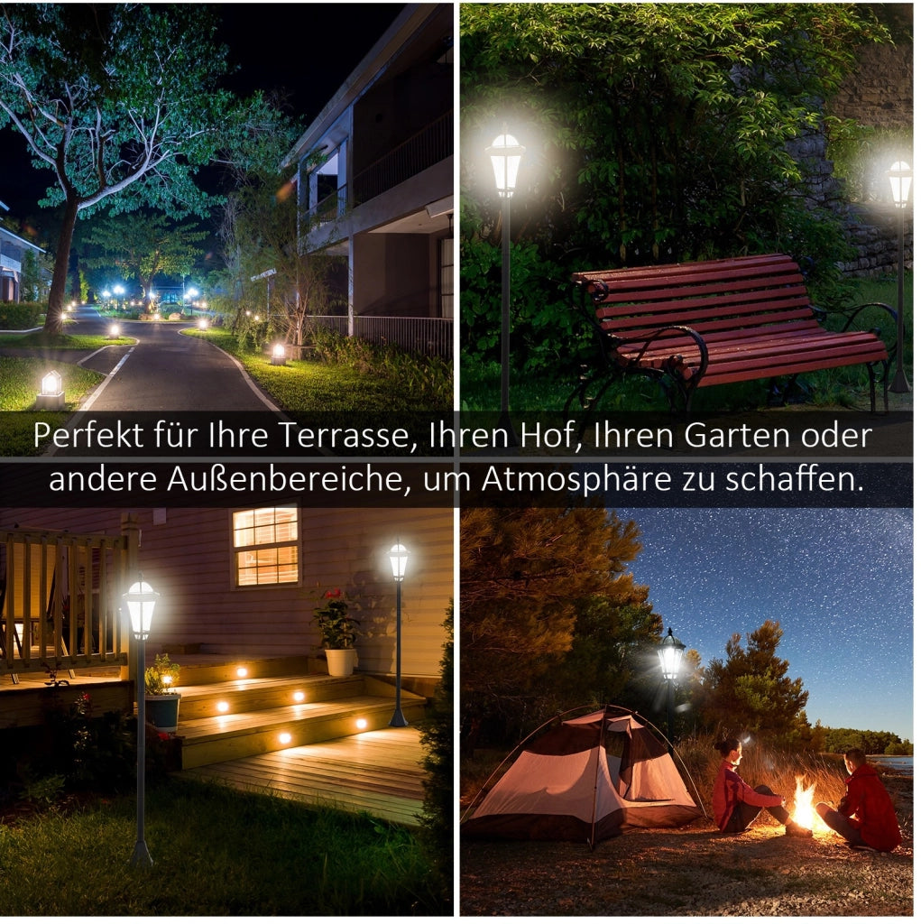 Set di 2 lanterne solari LED da giardino IP44 nere