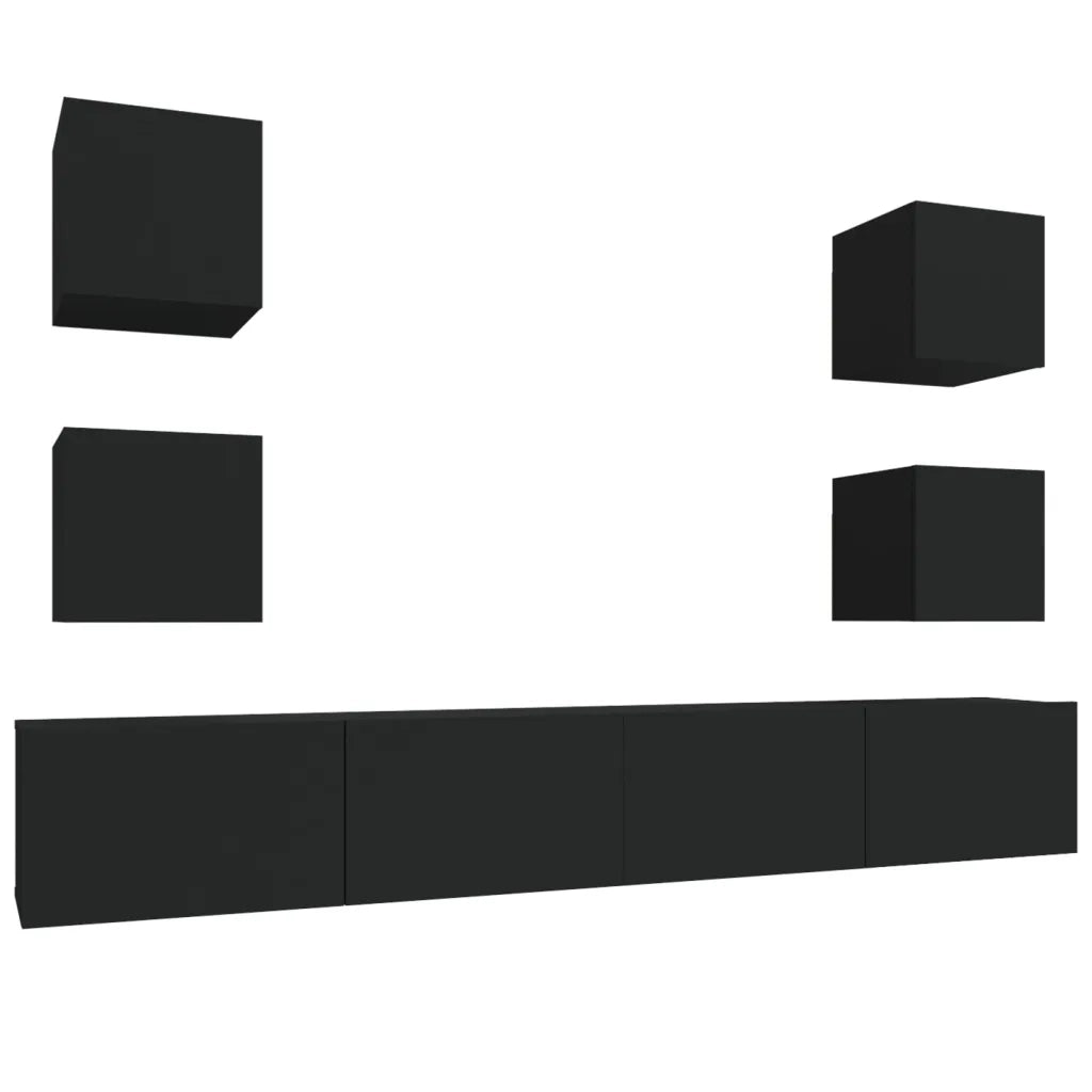 Set Mobili Porta TV 6 pz Nero in Legno Multistratocod mxl 78682