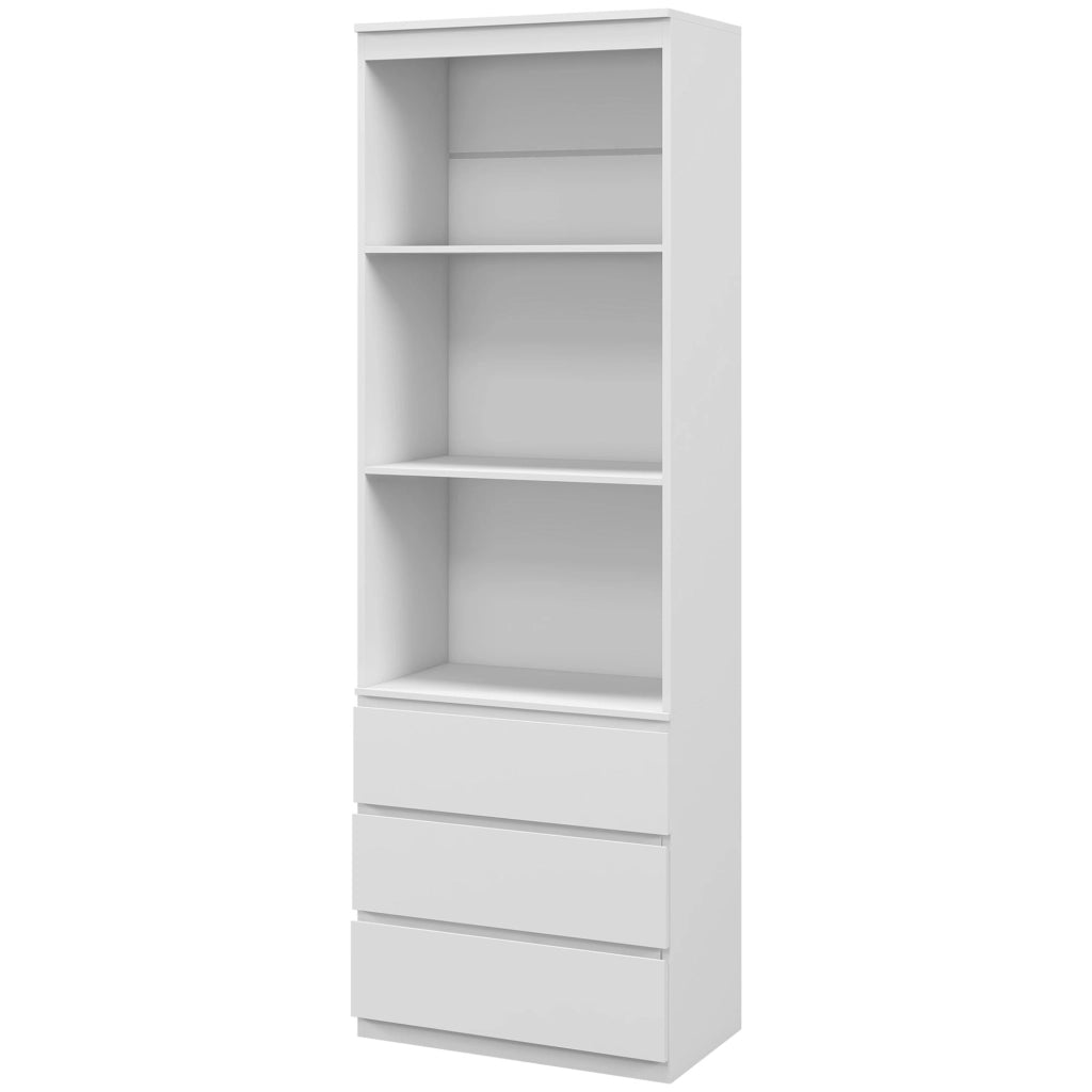 Libreria con 3 ripiani e 3 cassetti ¨C zephmum ¨C 60x35x180 cm in legno bianco