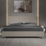 Letto imbottito Matrimoniale 180x210 cm Mika - Similpelle,Tortora,Contenitore