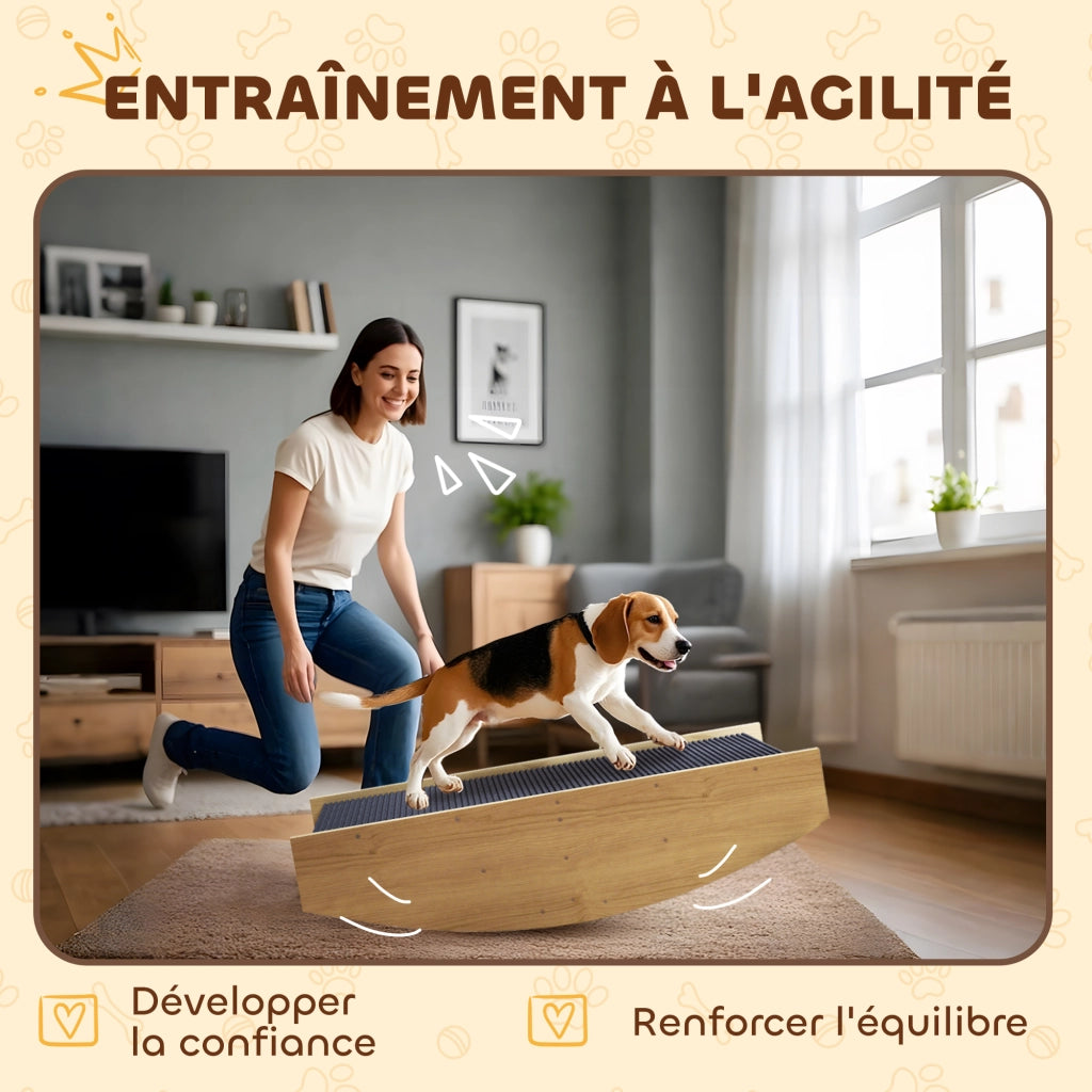 Scala per Cani Agility 3 Marche Legno Naturale ¨C zephmum ¨C 80x39.5x20cm