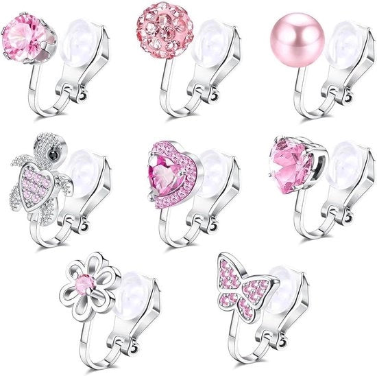 Orecchini clip-on per bambine ragazze - cuori fiori tartarughe - carini ipoallergenici - senza foro - orecchini clip per bambini - gioielli per bambine Unico misura