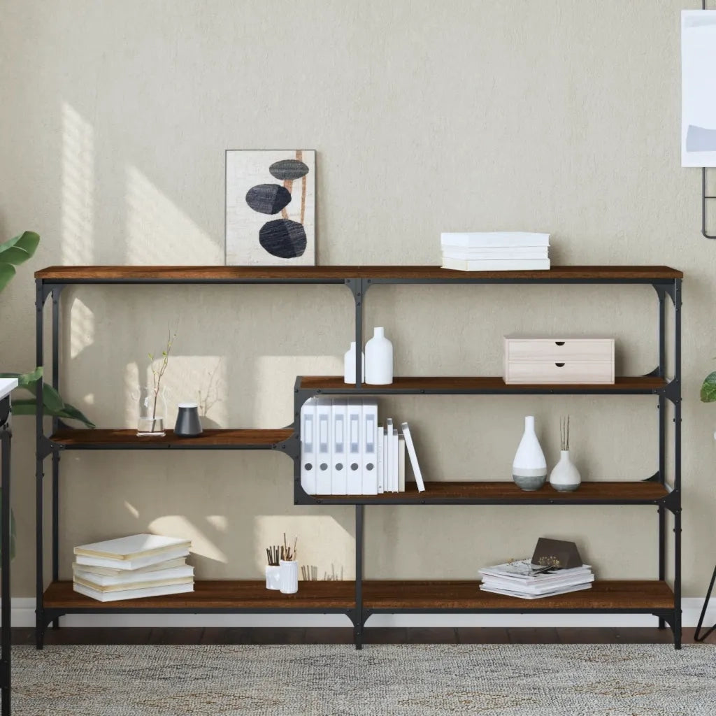 Tavolino Consolle-Tavolino da soggiorno-Tavolo Rovere Marrone 160x32x95 cm Legno Multistrato