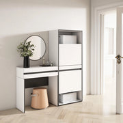 Consolle Ingresso, 130x35x145cm, Con cassetto, Scarpiera, Bianco RF3440