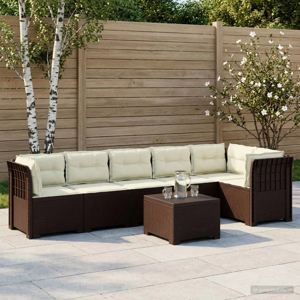 Divano da Giardino 6 Posti con Cuscini Aspetto Rattan PP 3444126