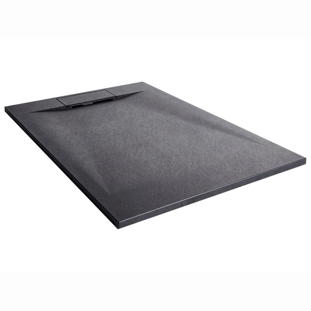 Piatto doccia con scarico nero SMC 80 x 120 x 3 cm effetto pietra naturale minimalista