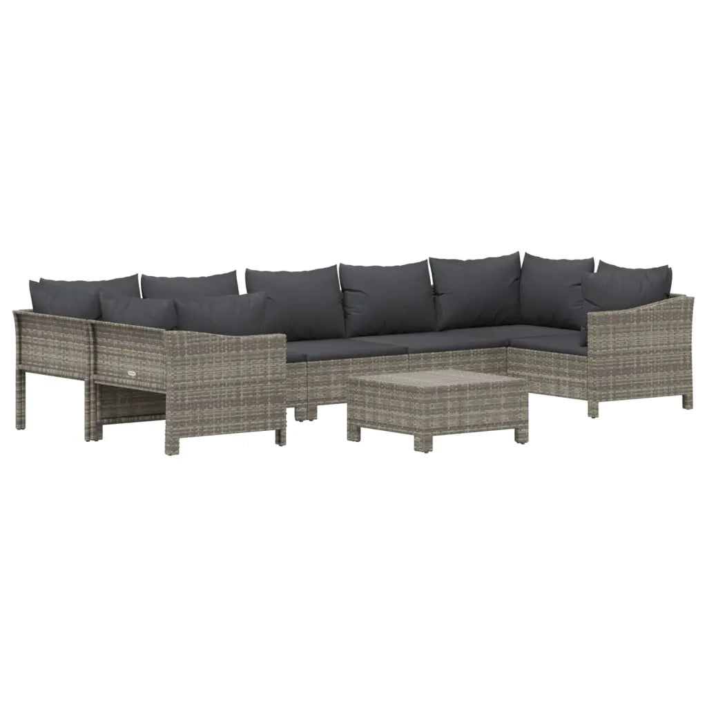 Set Divani da Giardino 8 pz con Cuscini in Polyrattan Grigiocod mxl 100633