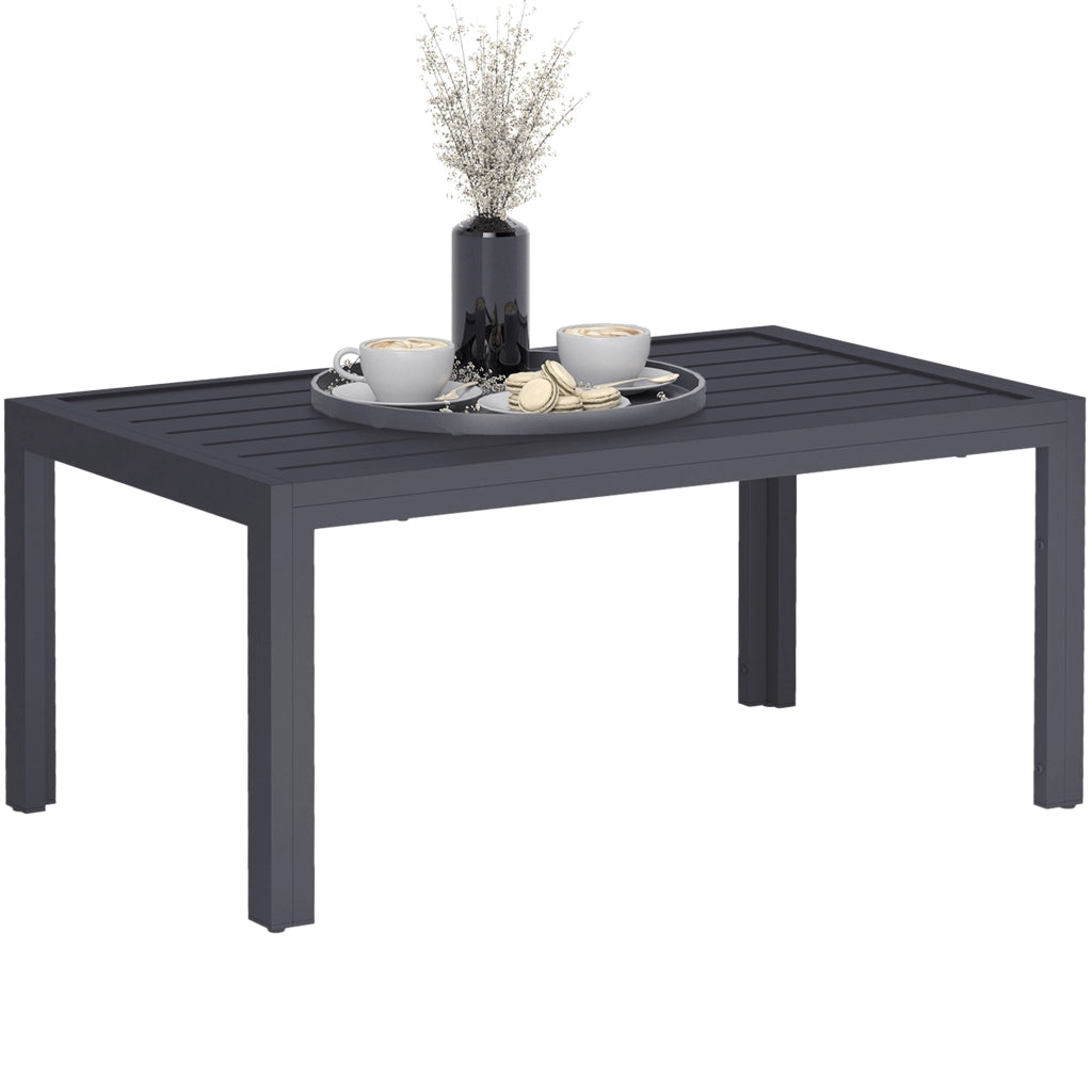 Tavolino da giardino rettangolare ¨C zephmum ¨C 101.5x61x46 cm, grigio, acciaio, legno