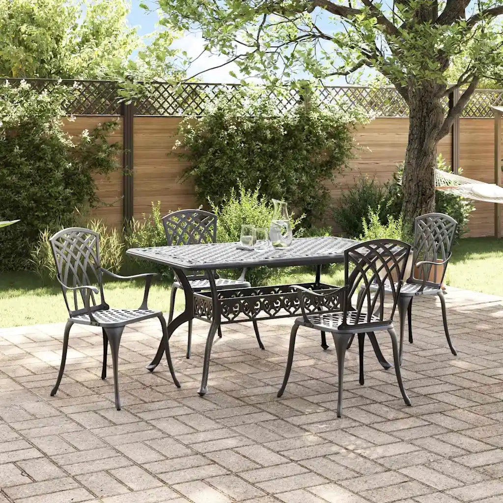 Set da Pranzo per Giardino 5 pcs Nero Alluminio 3334677