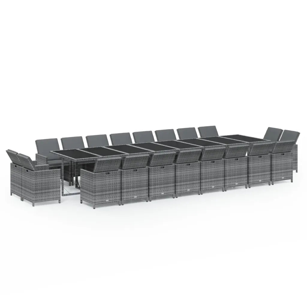 Set da Pranzo per Giardino 21pz con Cuscini Polyrattan Grigio 3095672