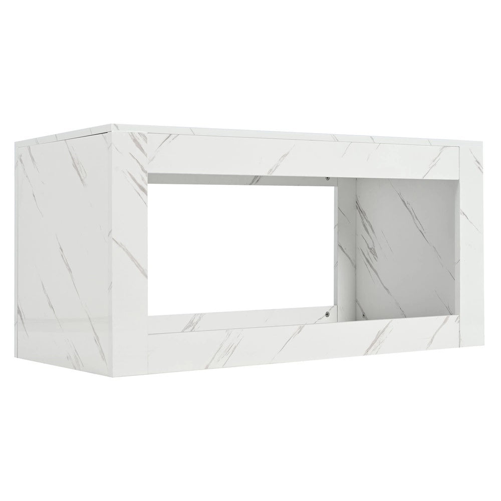 Tavolino da Caff¨¨ LED con Effetto Marmo ¨C Xylo ¨C Bianco, Lucido, con Telecomando