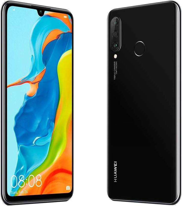 HUAWEI P30 Lite (128 GB, 4 GB di RAM) 6,15" schermo, fotocamera AI tripla, 32MP Selfie, Dual SIM Globale 4G LTE GSM Fabbrica Unlocked MAR-LX3A (Midnight Black)