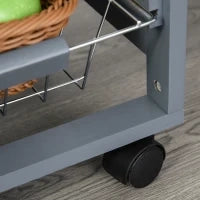 Carrello da Cucina in Grigio Scuro con 1 Cassetto e 4 Cestelli Metallici