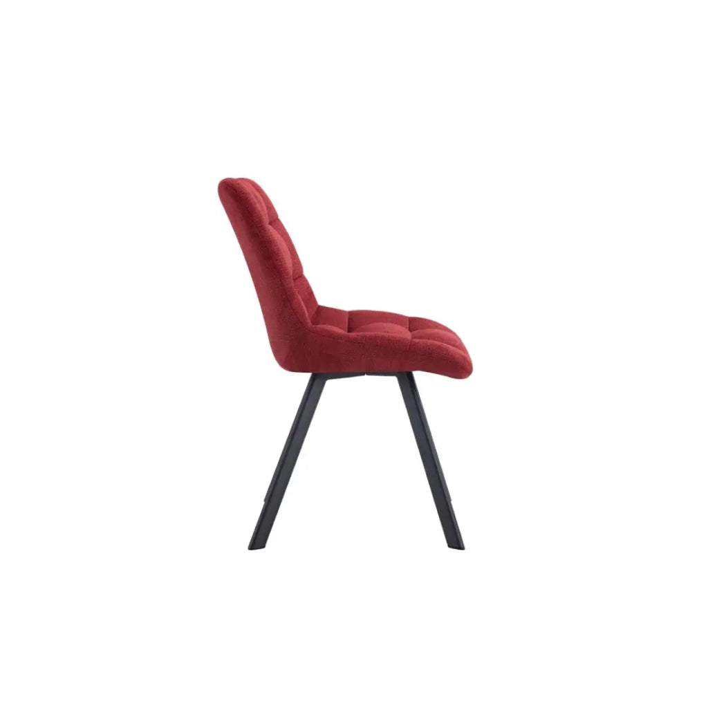 Set di 2 sedie VELMA - Tessuto rosso - Piedi in metallo - Design audace - Comfort compatto e robusto