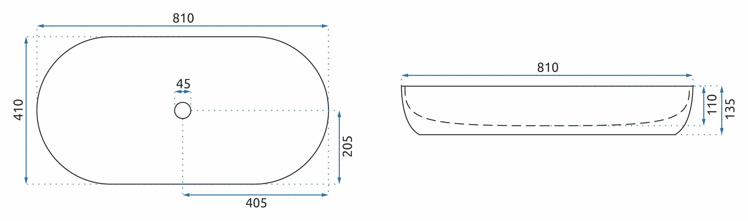 Lavabo Da Appoggio Rea Cleo 81 Shiny Aiax