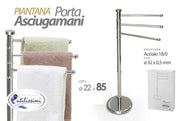 Piantana Portasciugamani a 3 Braccia Girevoli in Acciaio Inox 32 x 85 cm