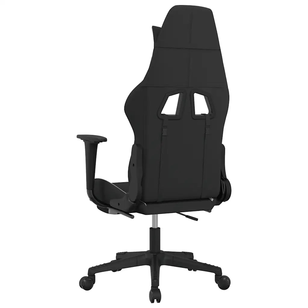 Sedia da Gaming | Sedia da e-sports Massaggio e Poggiapiedi Tessuto Nero e Bianco