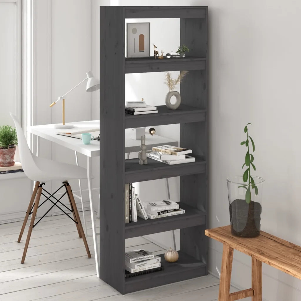Libreria/Divisorio Grigio 60x30x167,5 cm in Massello di Pino cod mxl 35151