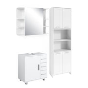 Vicco Set di mobili da bagno Bianco 3 pezzi, con mobile alto, mobile a specchio per il bagno e mobiletto per lavabo