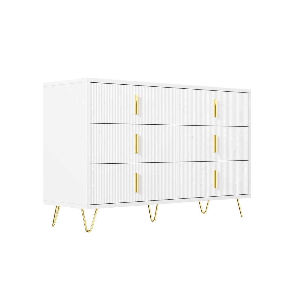 Credenza Moderna con Cassetti ¨C MINIMAL ¨C Bianco/Nero, Maniglie Dorate