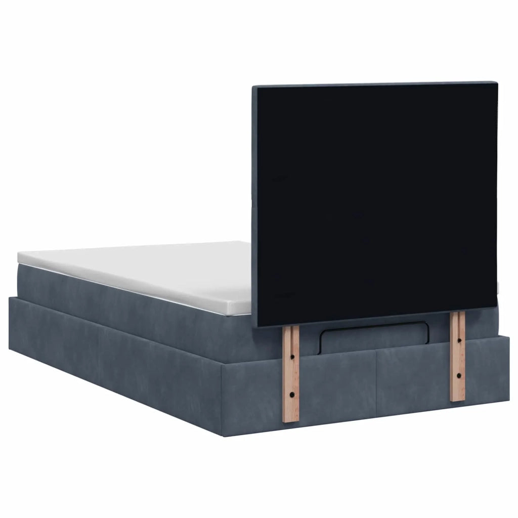 Letto Ottomano con Materasso e LED Grigio Scuro 120 x 200 cm 3458368