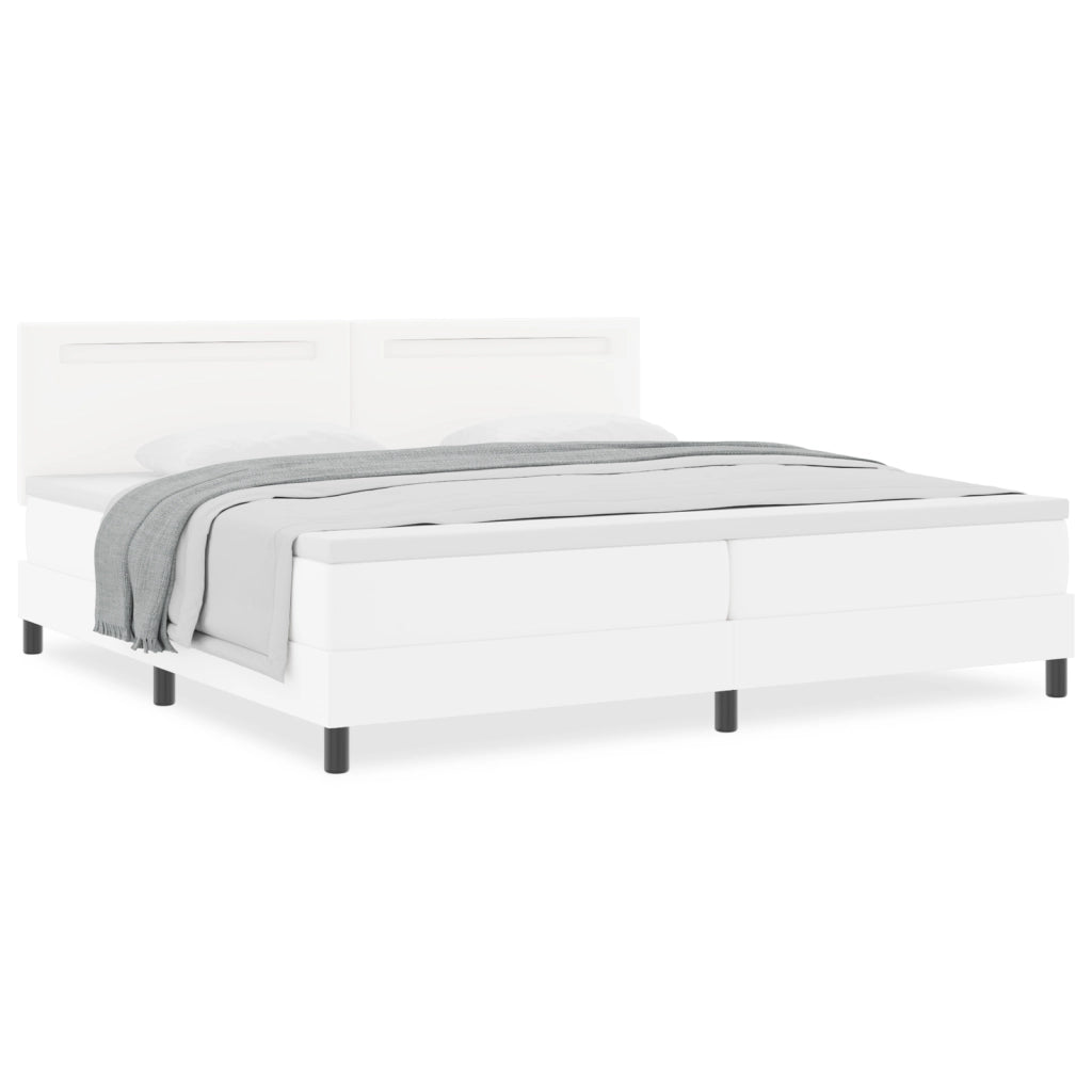 Letto Box Spring  con Materasso Bianco 200x200 cm in Pelle Sintetica