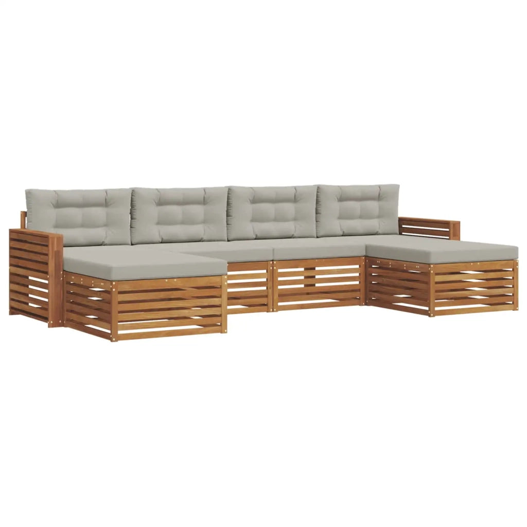 Set divani con cuscino 6 pcs Grigio Naturale e Chiaro
