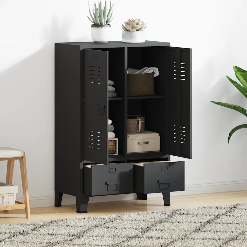 Armadio in Metallo in Stile Industriale 67x35x107 cm Nero CFW8201928