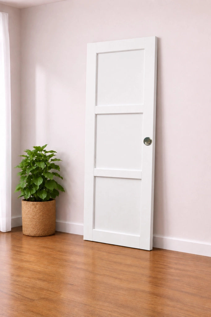 Porta scorrevole Korya bianca a 3 ante H204 x L73 cm, conchiglie GD MENUISERIES