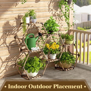 Stand a vaso angolare per interni ed esterni, in legno, creativo supporto per piante, rete per fiori per finestre, angolo, soggiorno, balcone, giardino, ufficio (7 livelli, 141 x 25 x 97 cm)