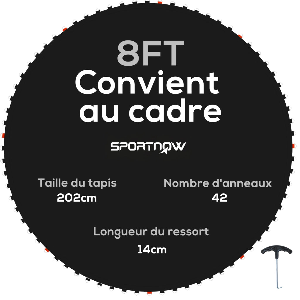 Tappeto di ricambio per trampolino ¨C Zephmum ¨C Compatibile ? 2.4 m, molle 14 cm