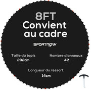 Tappeto di ricambio per trampolino ¨C Zephmum ¨C Compatibile ? 2.4 m, molle 14 cm