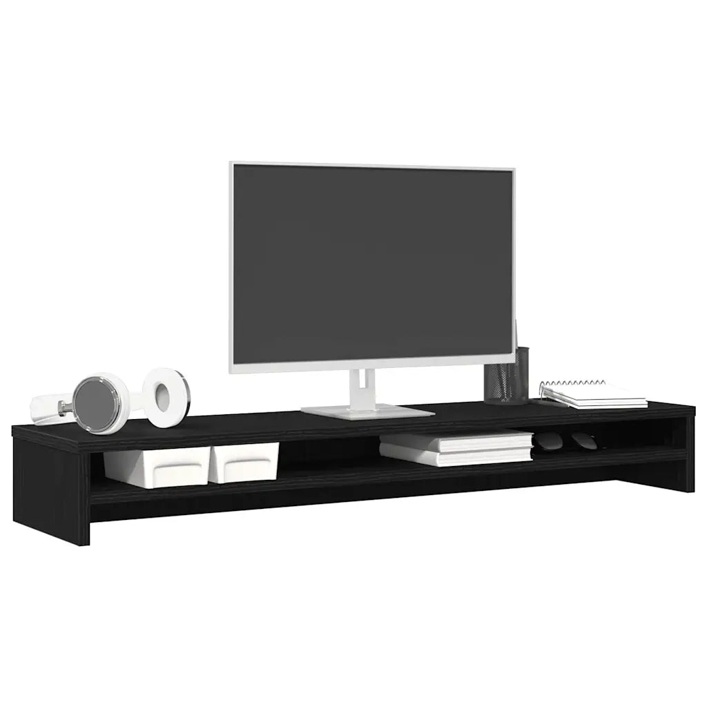 Supporto per Monitor Rovere Nero 100x24x13 cm in Legno Agglomerato 862419