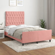 Giroletto con Testiera-Struttura Letto con testiera Rosa 120x200 cm in Velluto 328618