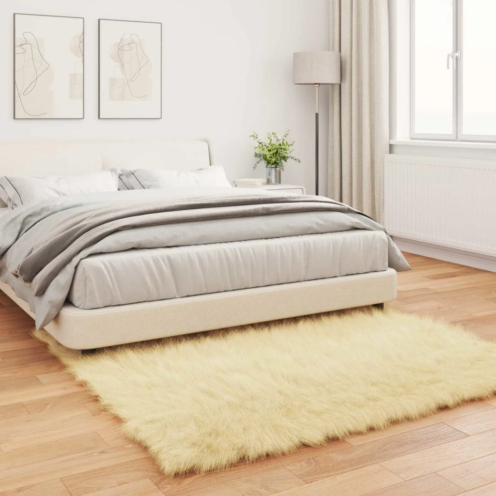 Tappeto in finta TAFALLA Crema 160 x 160 cm Poliestere 42021510