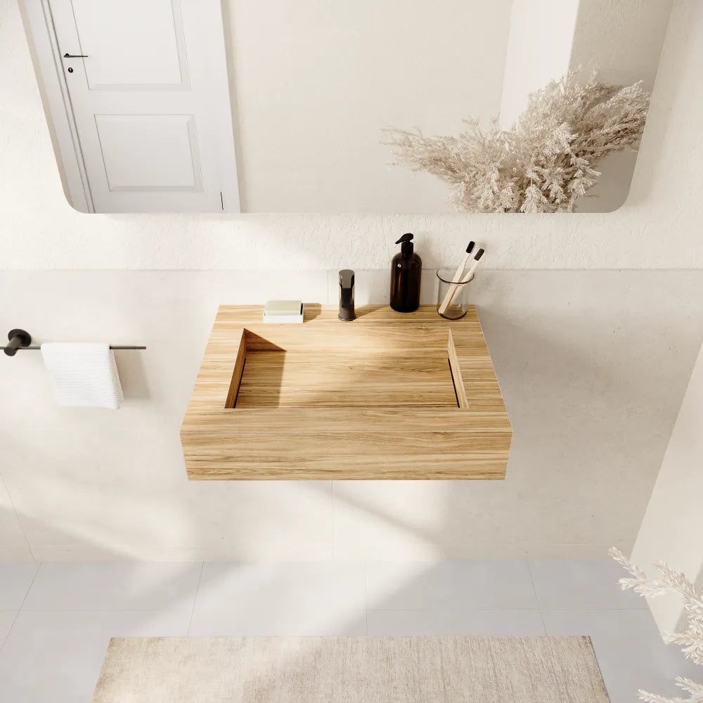 Lavabo sospeso in hpl 70cm rovere miele | Baikal