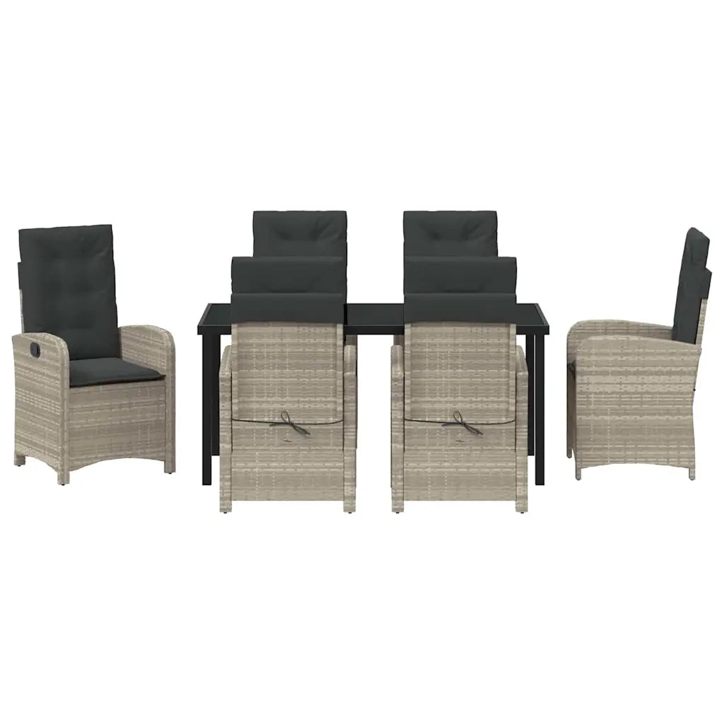 Set da Pranzo per Giardino 7 pcs Grigio chiaro polyrattan 3380299