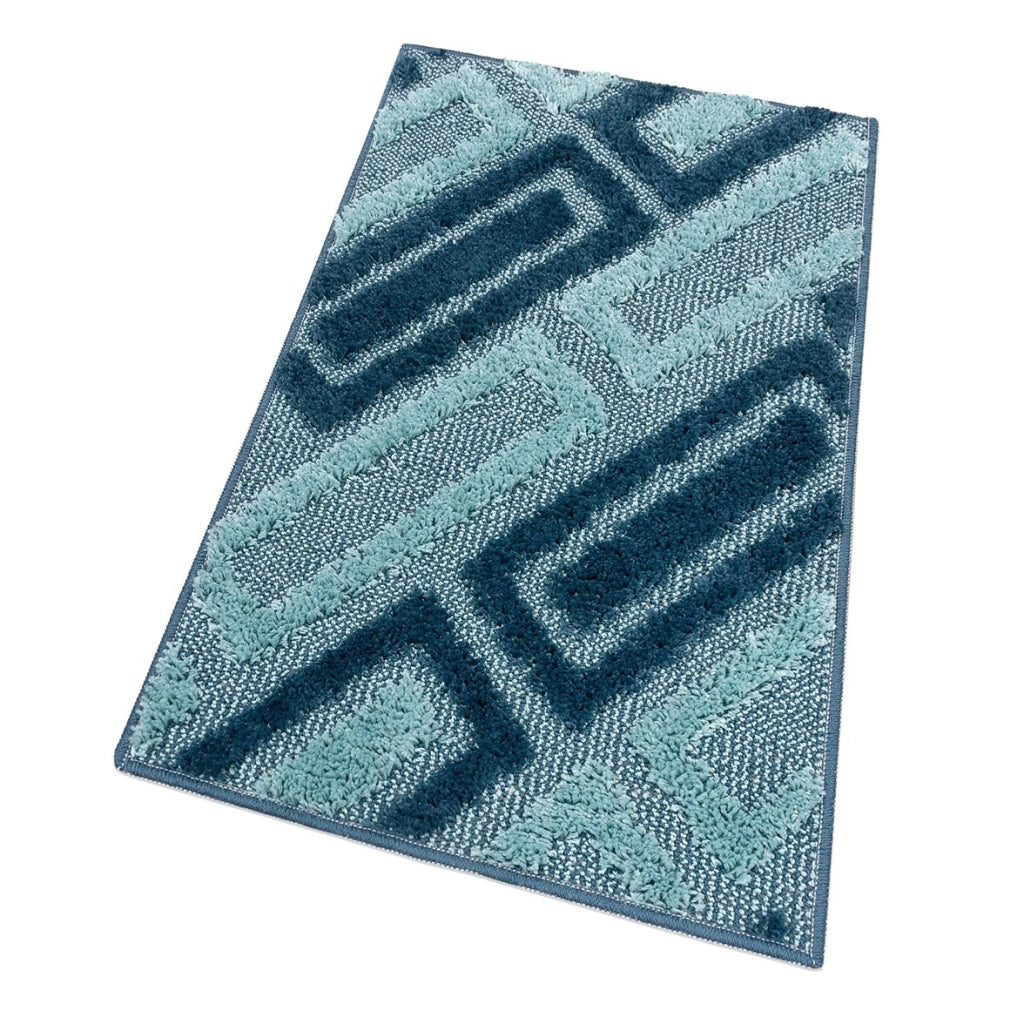 Tappeto Bagno 50x110 Cm Moderno Morbido Soffice Assorbente Asciugapassi Antiscivolo Lavabile Blu