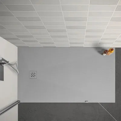 Piatto doccia 70x140 cm grigio effetto pietra in resina riducibile Karen