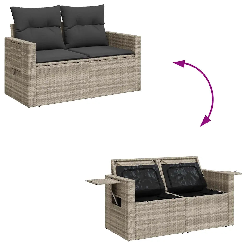 Set Divano da Giardino 5pz con Cuscini Grigio Chiaro Polyrattan 3326403