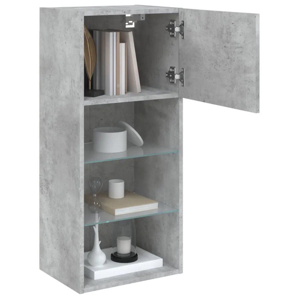 vidaXL Mobili TV con Luci LED 2pz Grigio Cemento 40,5x30x90 cm