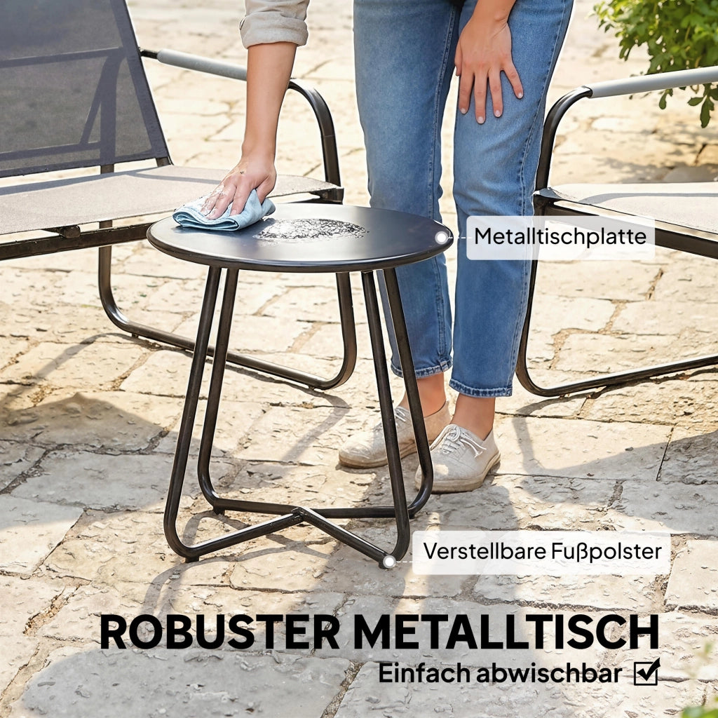 Set di mobili da giardino a 4 posti; divano a 2 posti; 2 poltrone e tavolo rotondo; treccia a corda; antiscivolo
